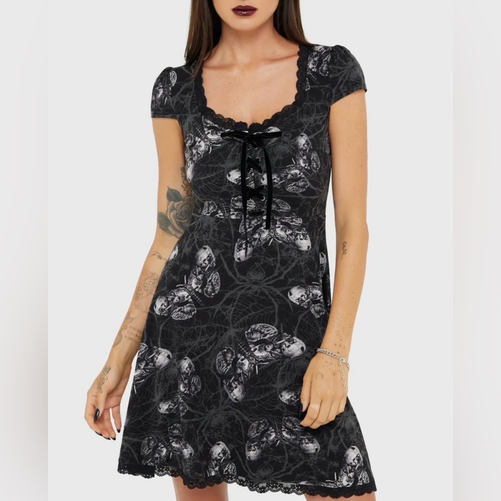 NWT Killstar "Spidrasica's Web" Black Mini Dress XS